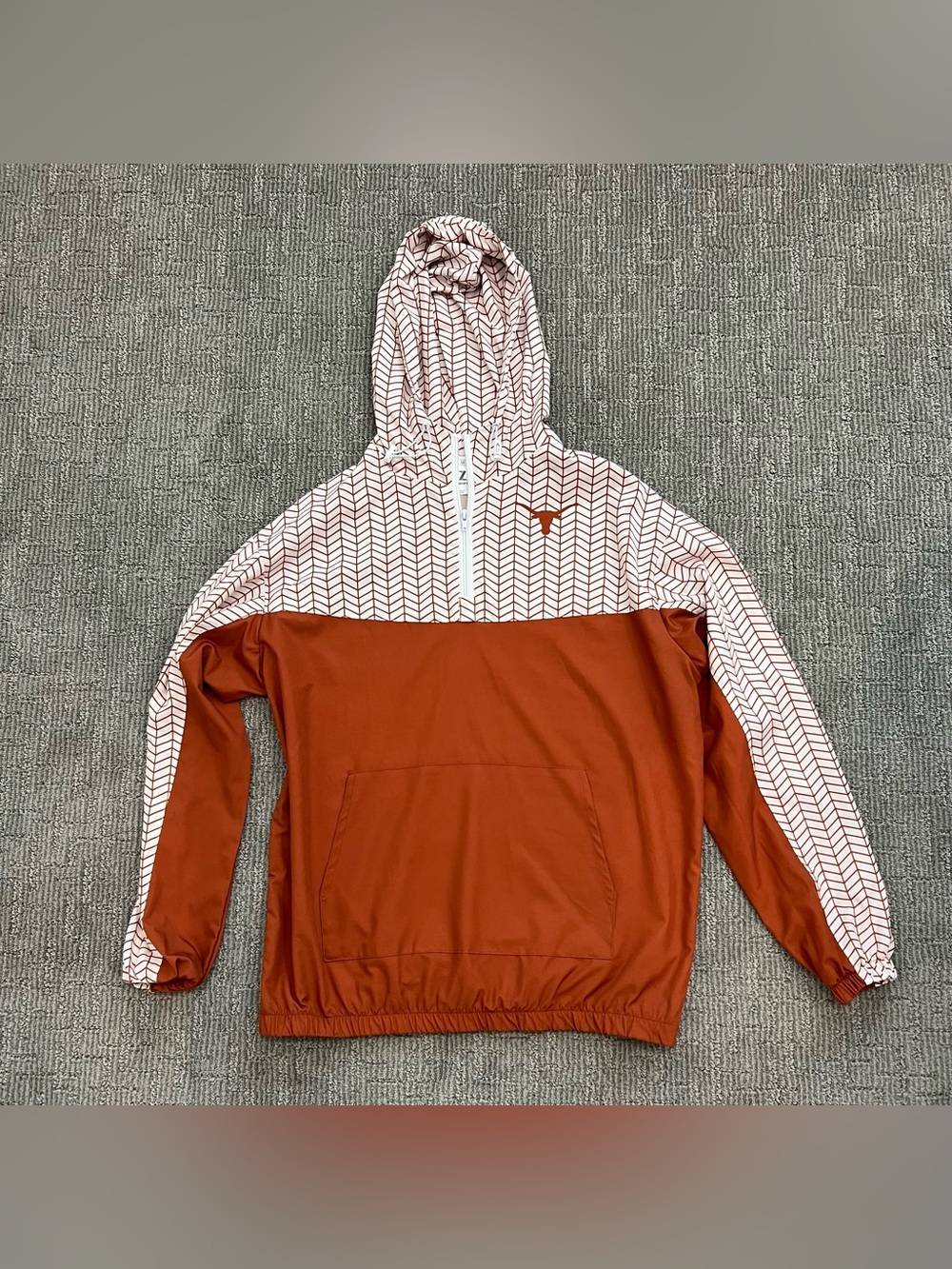 Men's Texas Burnt Orange and White Hooded Windbreaker
